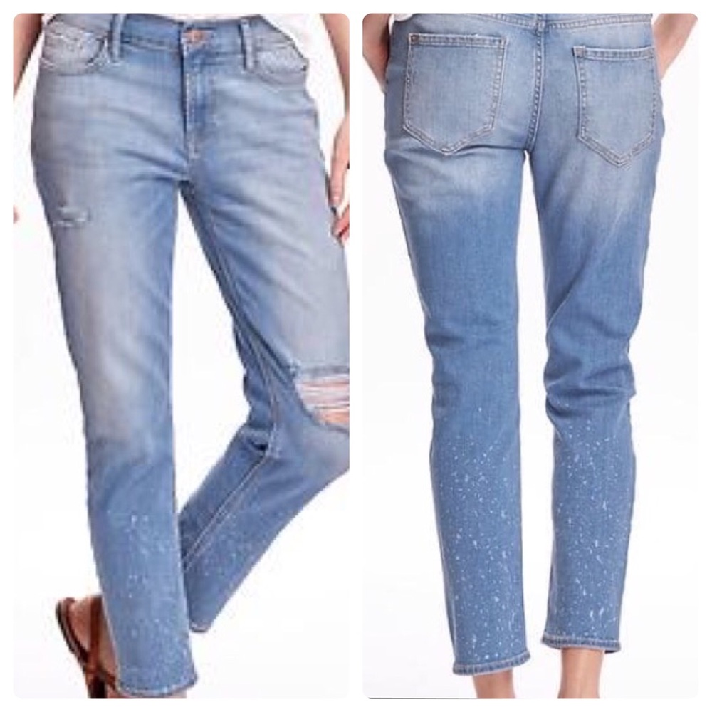 Old Navy Distressed Boyfriend Straight Ankle Jean 0